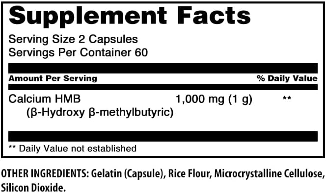 Amazing Formulas HMB (B-Hydroxy B-Methylbutyric Acid) Supplement | 1000 Mg per Serving | 120 Capsules | Non-GMO | Gluten-Free | Made in USA