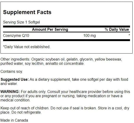 Swanson CoQ10 - Energy Antioxidant Support Q10 Supplement (100 Softgels, 100mg Each)
