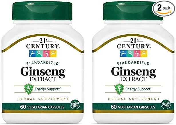21st Century Ginseng Extract Veg Capsules, 60Count (Pack 2)