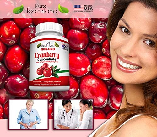 Non GMO Cranberry Concentrate Supplement Pills for Urinary Tract Infection UTI. Equals 12600mg Cranberries. Triple Strength Kidney Bladder Health for Men & Women. Easy to Swallow Softgels, 3 Bottles