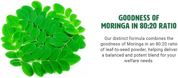 Moringa Oleifera Leaf and Seed Powder (80:20) Ratio 180 Capsules, 90 Servings, 1000 mg. 1.