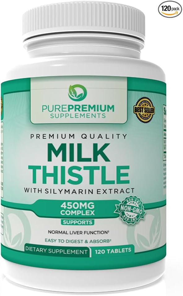 PurePremium Milk Thistle Supplement with Silymarin Extract 450MG Complex 4 Months 120 Tablets