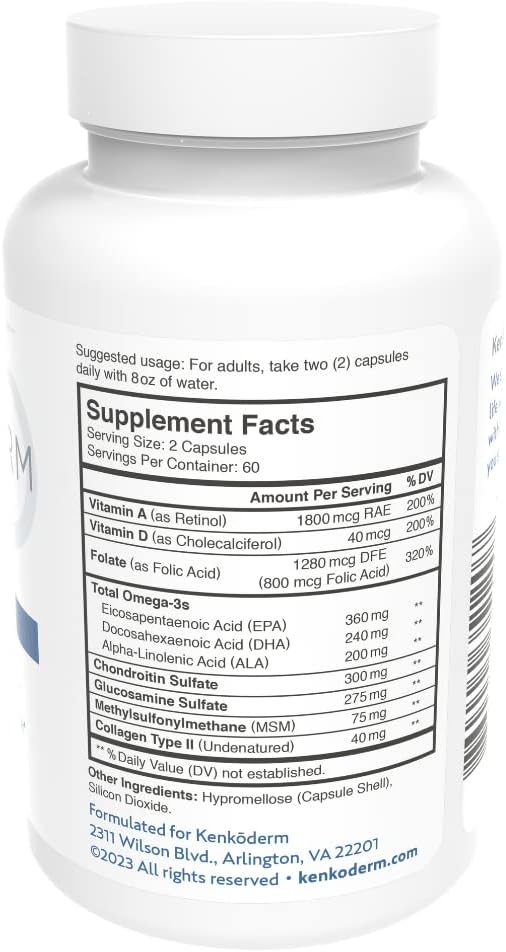 Kenkoderm Multivitamin for Psoriasis, Skin Care 120 Capsules 3, Vitamin 60 Day