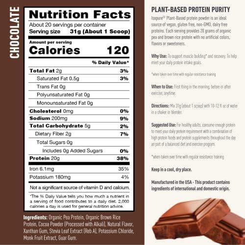 Isopure Chocolate Vegan Protein Powder, 20 Servings