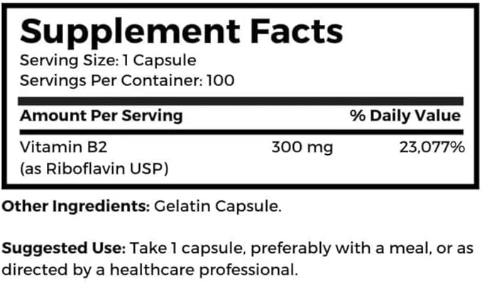 Dr. Clark Vitamin B2 Supplement, 300mg, 100 Gelatin