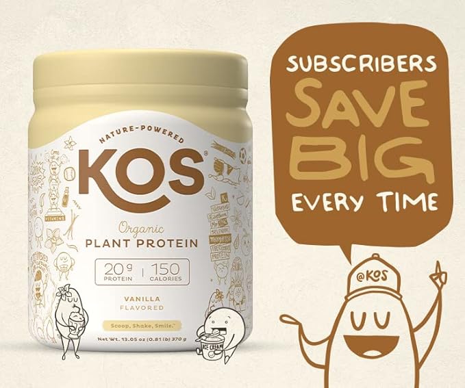 KOS Plant Based Protein Powder, Vanilla 10 Servings