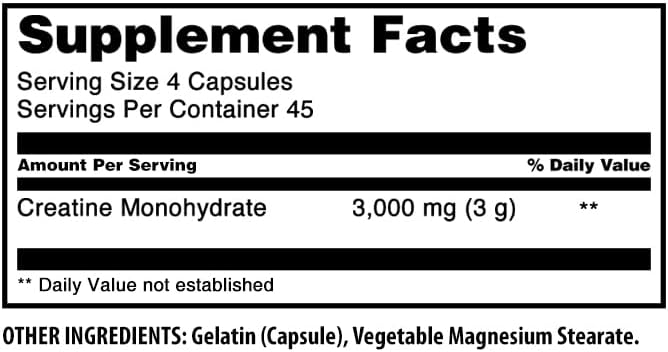 Amazing Formulas Creatine Monohydrate Supplement | 3000 Mg per Serving | 180 Capsules | Non-GMO | Gluten-Free | Made in USA