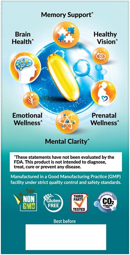 LABO Nutrition OmaxPure DHA76 Omega 3 76% 950mg 950mg DHA, 60 Count, CO2 Extracted