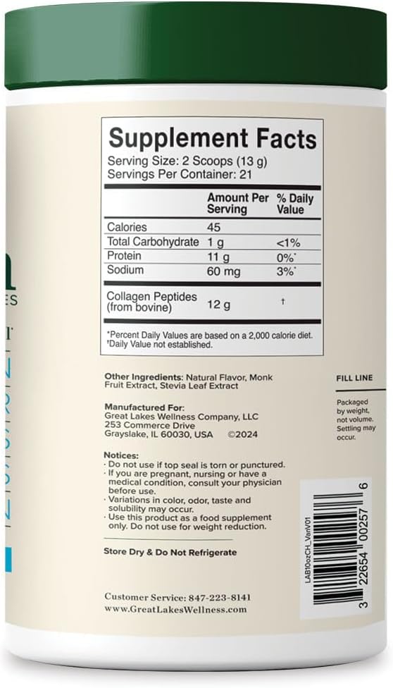Great Lakes Wellness Collagen Peptides Powder 10 oz