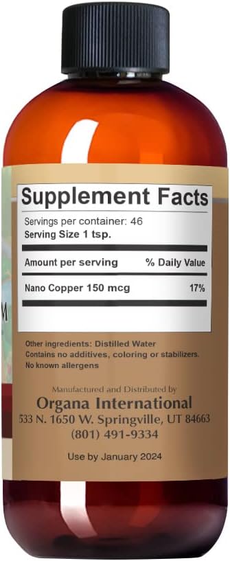 Organa Pure Crystalline Liquid Copper Supplement - 30 PPM - High Absorption Copper