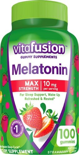 Vitafusion Max Strength Melatonin Gummy Supplements, 10 mg 1 Gummy 50 Day 100 Count