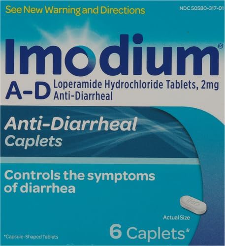 Imodium AD Diarrhea Relief Caplets -Loperamide (294314), Blue, 6 Count