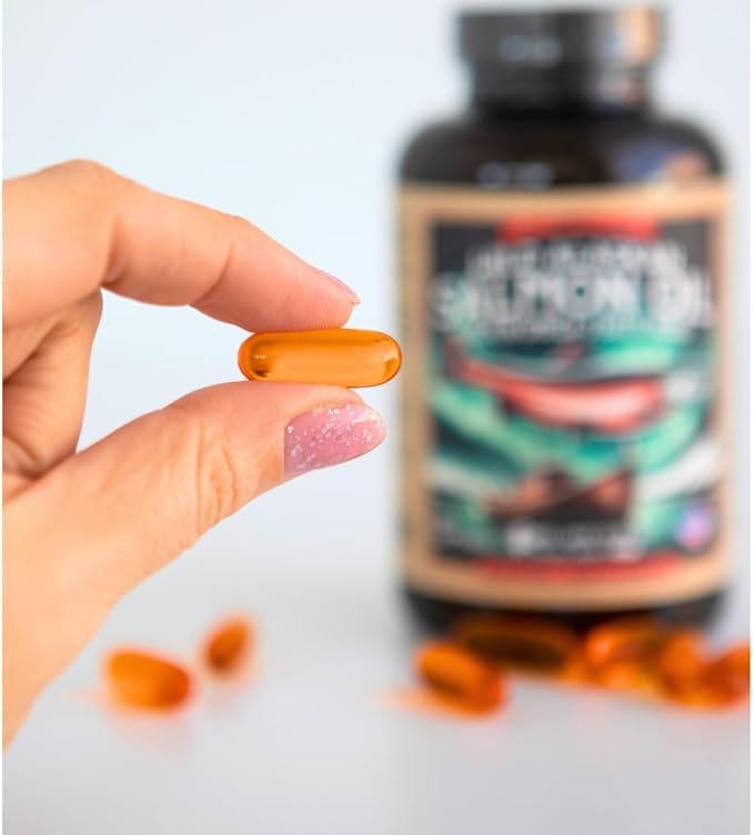 Wild Alaskan Salmon Fish Oil Omega 3 Supplement 120 Softgels 1000mg Salmon