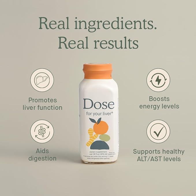 DOSE for Your Liver Cleanse Detox & Repair, Organic Milk Thistle Supplement with Turmeric, Dandelion, Ginger, and Orange, Promotes Optimal Liver Function,16oz Bottle, 3 Pack (3 Weeks Supply)