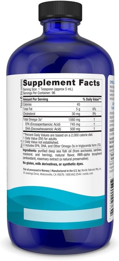 Nordic Naturals Omega-3, Lemon Flavor 16 oz 1560 mg Omega-3 - 96 Servings