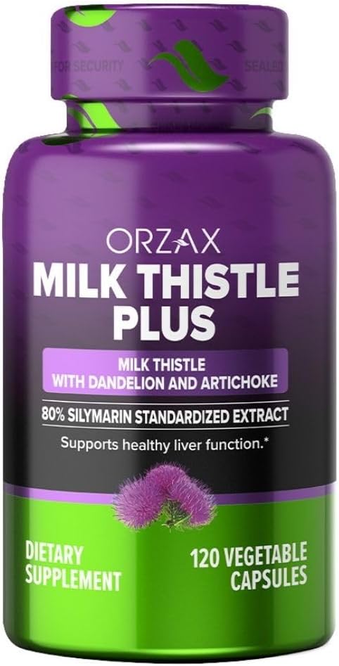 ORZAX Milk Thistle 250 mg 80% Silymarin 120 Vegetable