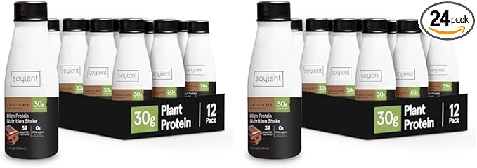 Soylent Chocolate High Protein Shake, 30g Complete Protein, Vegan, Dairy Free and 0g Sugar, Ready to Drink Protein Drinks, 11 Oz, 24 Pack