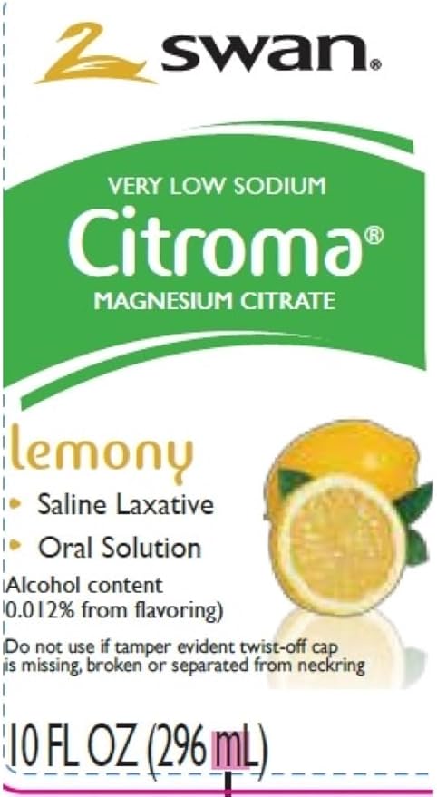 Swan Lemon Magnesium Citrate Oral Solution (10 oz), Natural Lemon Flavor, Gentle and Effective Laxative for Regularity with Deal Dave Card