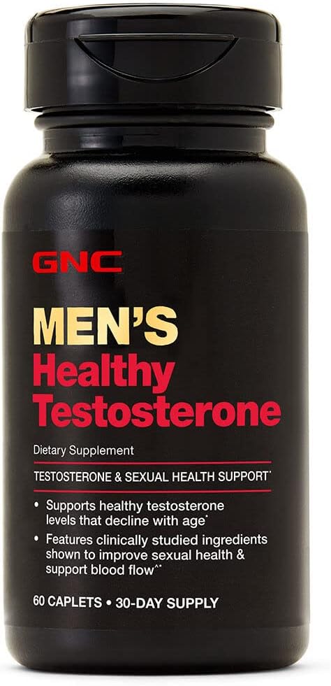GNC Men's Healthy Testosterone, 60 Caplets, Testosterone and Sexual Health Support