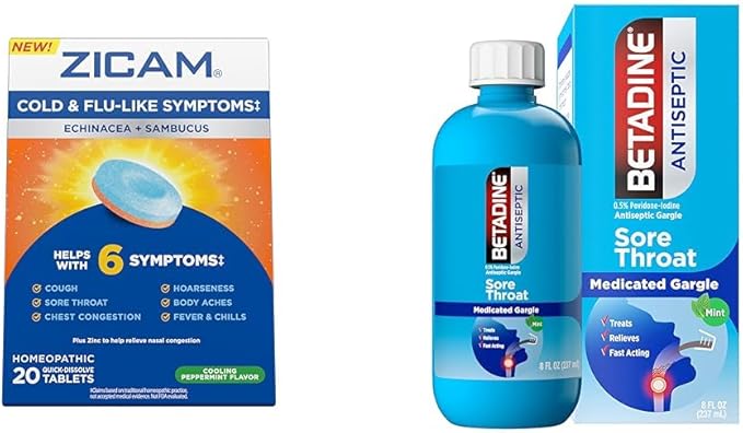 Zicam Cold Symptoms Relief with Betadine 20 Count 8 FL