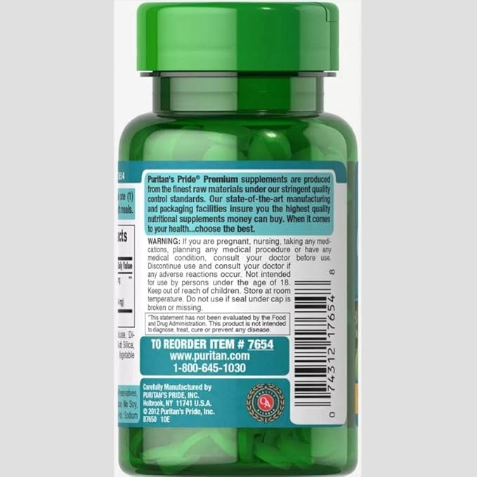 Puritan's Pride Ginkgo Biloba Standardized Extract 60 mg 120 Count