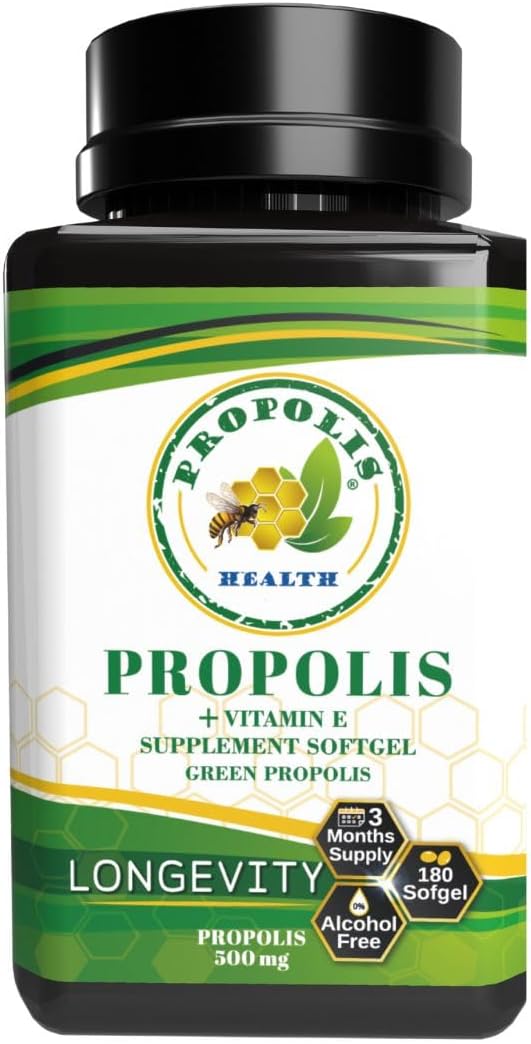 Propolis Health Propolis Capsules 1000mg-Daily 2 Capsules 50 Days (180 Capsules)