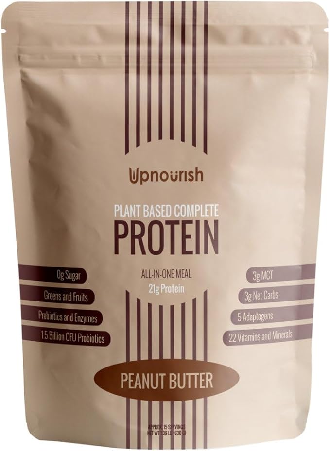 UpNourish Peanut Butter Vegan Protein Powder, 15 Servings