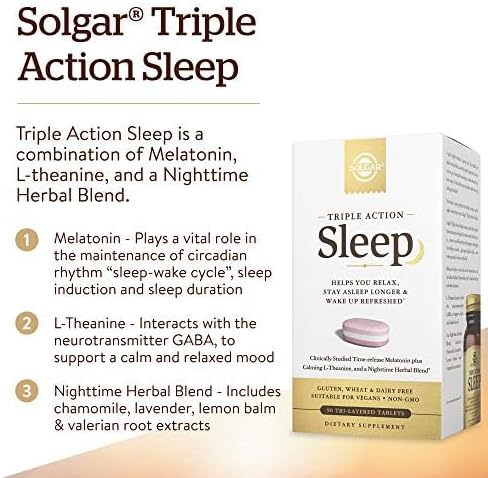 Solgar Triple Action Sleep, 90 Tri-Layer Tablets 90 Servings