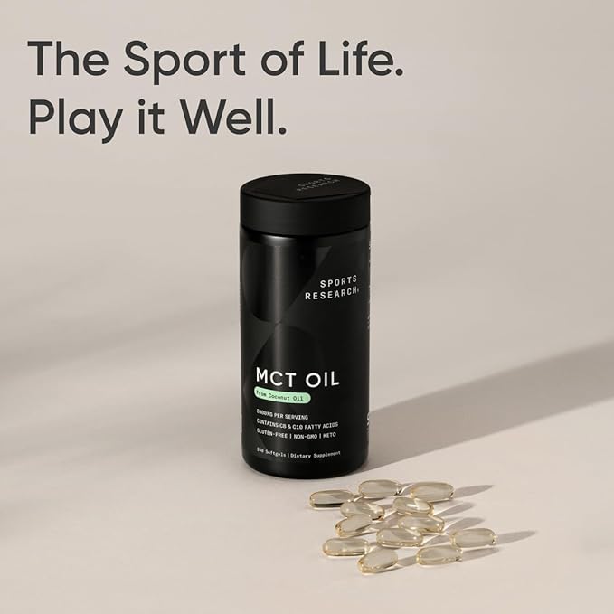 Sports Research Keto MCT Oil Pills from Coconut Oil | Keto Fuel for The Brain & Body - Non-GMO Verified, Soy & Gluten Free Liquid Softgels (240 Count)