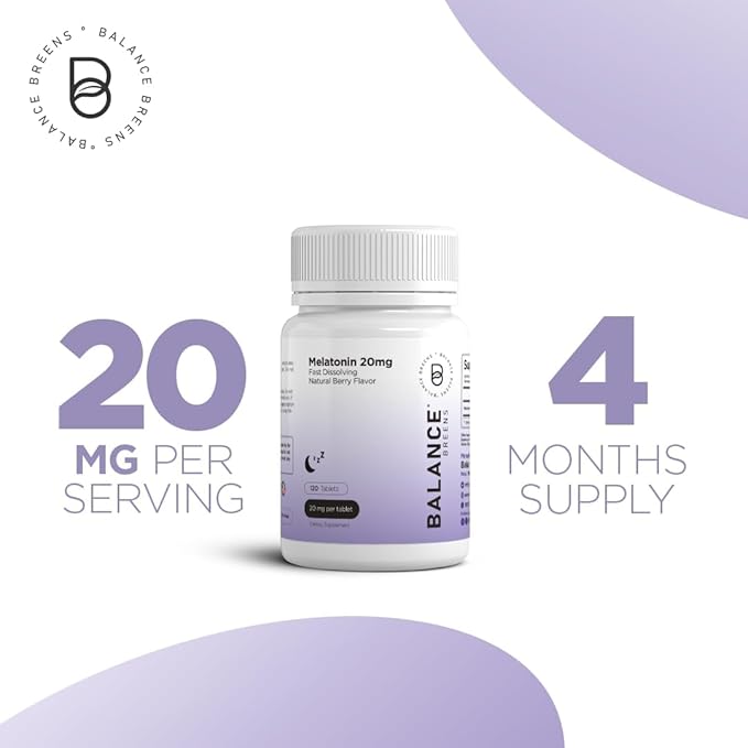 Melatonin 20mg, 100% Drug Free, Fast-Dissolve 120 Tablets