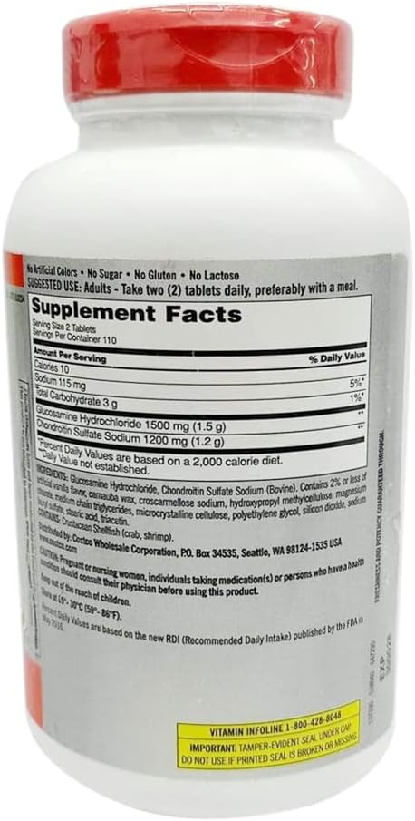 TZWK Kirkland Signature Extra Strength Glucosamine 1500mg/Chondroitin 1200mg 1200mg Sulfate 220 Tablets 2)