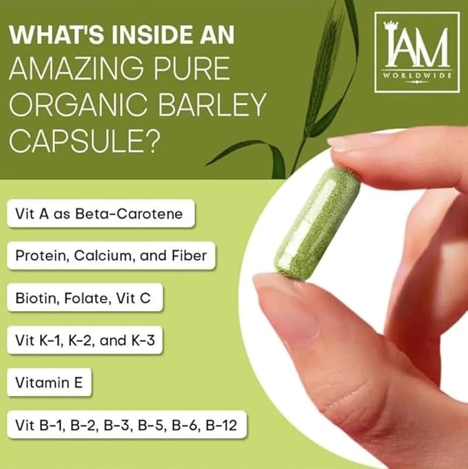 IAM WORLDWIDE Amazing Organic Barley Capsule from Australia 100 Capsules x 500 mg