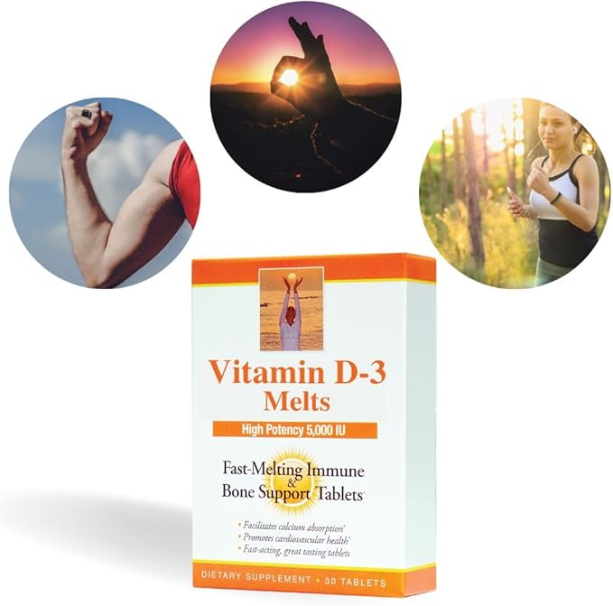 Dr. Newton's Naturals Vitamin D3 Fast-Melting Tablets - 5000 IU (125 mcg) Helps Maintain Healthy Bones and Immune Support - 30 Tablets - Ultimate Absorption – High Potency-Manufactured in USA