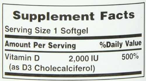 Nature's Bounty Vitamin D, Supports Immune 2000IU Vitamin D3, 150 150 Softgels ,150 Count 1)