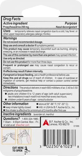 Benzedrex Nasal Decongestant Inhaler, 1 Count 6)