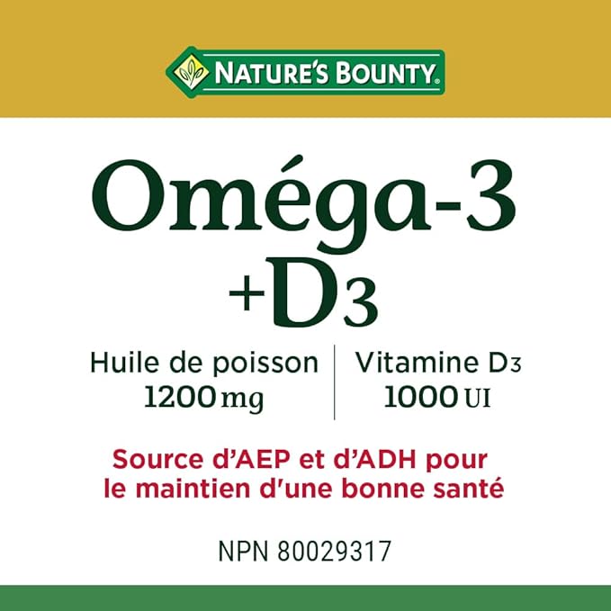 Nature's Bounty Omega-3 + D3 Fish 1200mg / D3 1000IU 1000IU 90 90 softgels