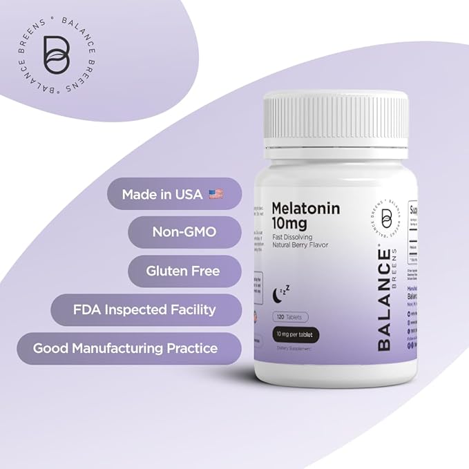 Melatonin 10mg, 100% Drug Free, Fast-Dissolve 120 Tablets