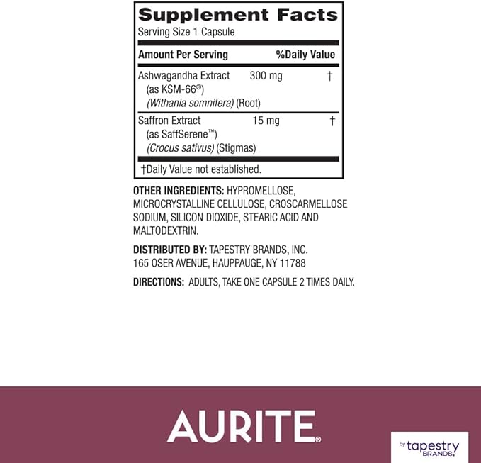 Saffron Ashwagandha Supplement 60 Count, (2 Months
