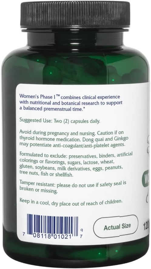 Vitanica Women's Phase I, Premenstrual Support, Vegan, 120 Capsules