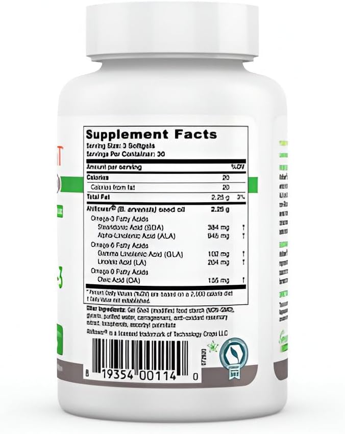Greens First PRO Ahiflower Oil Vegan Omega-3-2250 mg - Contains Omega-3 Stearidonic Acid SDA - Gamma Linolenic Acid GLA - No Soy or Corn Oil - Non-GMO - 30 Day Supply