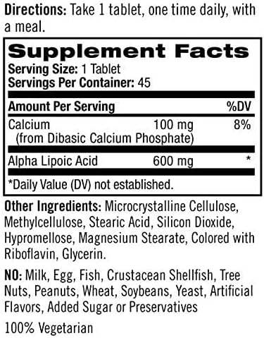 Natrol Alpha Lipoic Acid Time Release 600 mg 45 Tablets