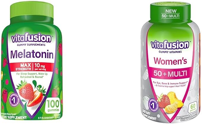 Vitafusion Max Strength Melatonin 10mg Gummy 100 Count 50+ Multivitamin 60 Count