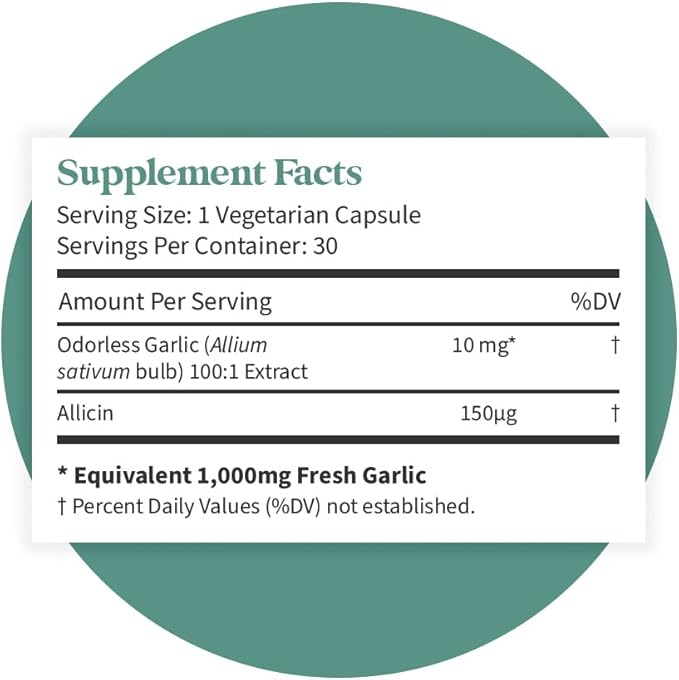 Pattern Wellness Odorless Organic Garlic 1000mg - 30 Vegan
