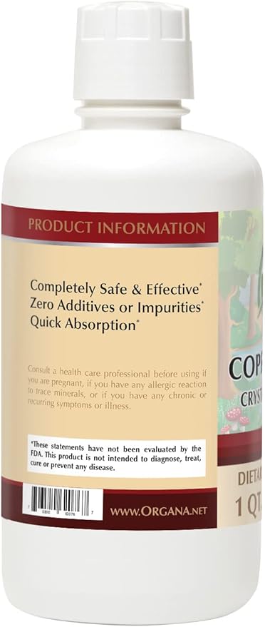 Organa Pure Crystalline Liquid Copper Supplement - 30 PPM - Colloidal Minerals