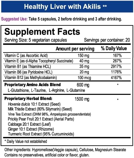 Akilis Antioxidant Liver Support Pills 100 (33 Doses), 16 Ingredients