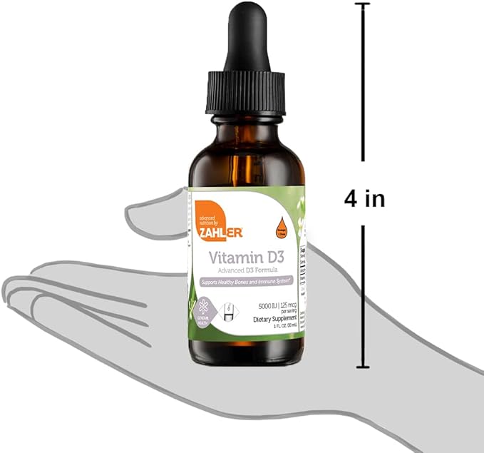 Zahler Liquid Vitamin D3 5000 IU Liquid Drops - Vitamin D3 Liquid Drops for Adults Bone & Immune Health - Liquid D3 Vitamin D - Liquid Vitamin D Drops - Vitamin D Supplements for Women & Men (1 fl oz)