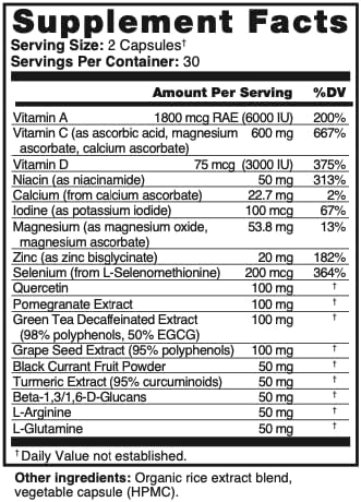 17 in 1 Complete Immune Support Supplement | Immune Boost with Vitamin C, Vitamin D, Vitamin A, Zinc, Quercetin, Turmeric, Green Tea, Selenium | Daily Immunity Support Supplement for Adults - 60 Count