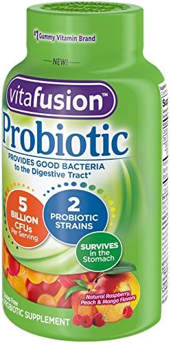 Vitafusion Probiotic Gummy Supplements, Raspberry, Peach 5 Billion 1 Gummy 35 Day 70 Count