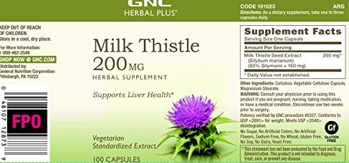 GNC Herbal Plus Milk Thistle, 200mg, 100 ea