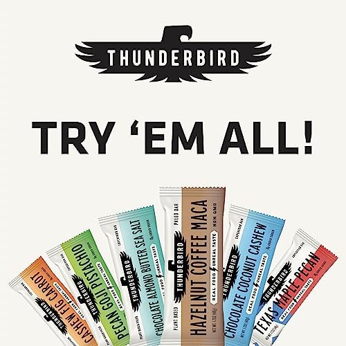 Thunderbird Bars Energy Snack, Gluten-Free with Protein, Healthy Real Food, Vegan Paleo Non-GMO, No Added Sugar, Mexican Hot Chocolate Flavor (12 Count, 1.7 oz. Bars)